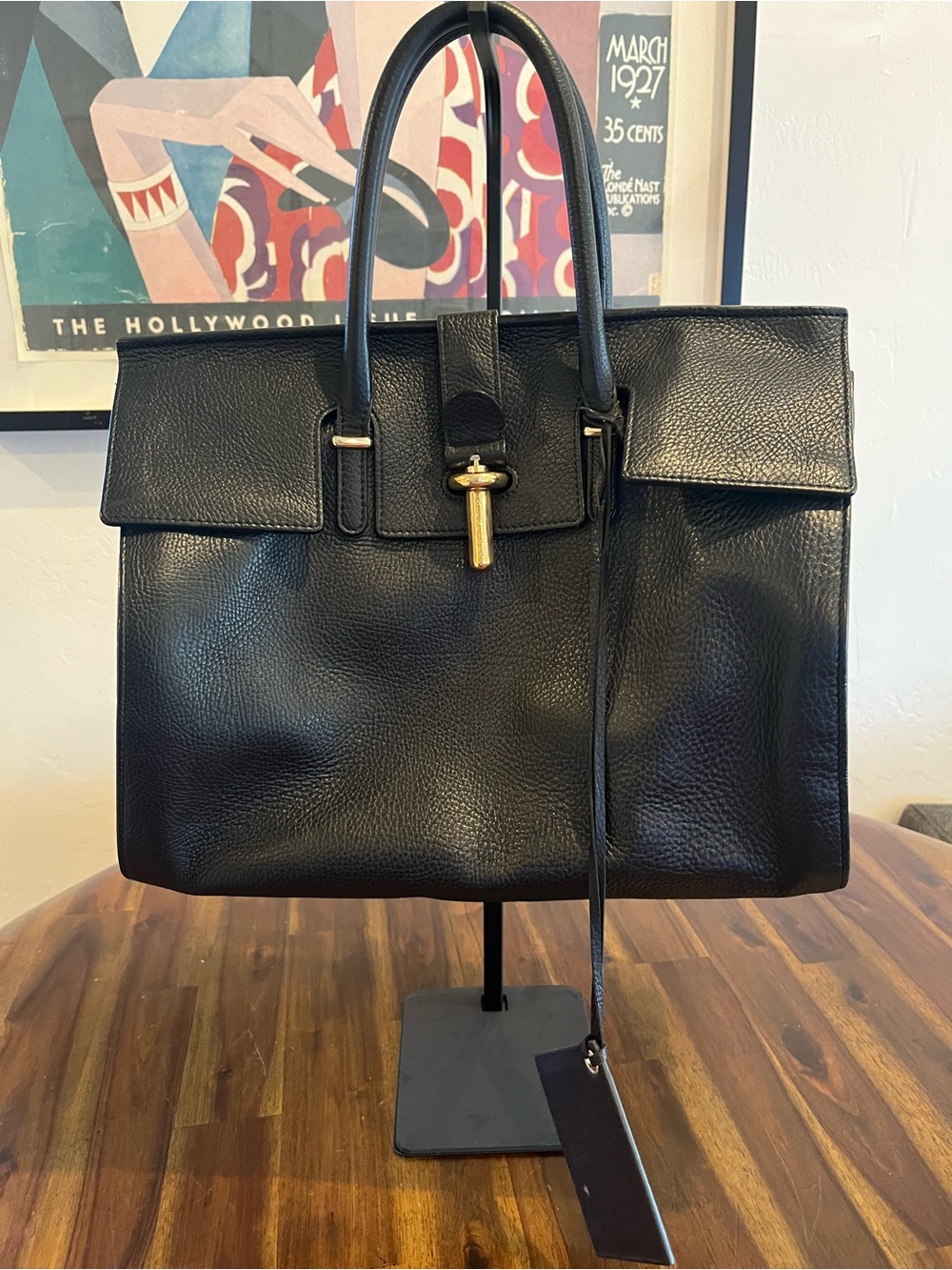 Balenciaga Tube Black Leather Top Handle Bag